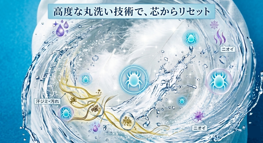 高度な丸洗い技術で、芯からリセット